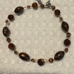 Elegant Brown Beaded Necklace & Earrings Set